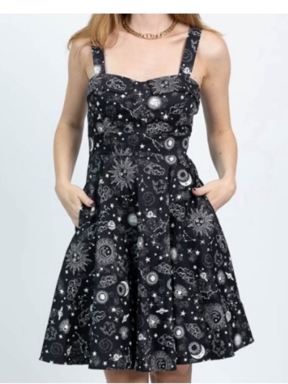 Eva Rose Celestial Black Sundress with Pockets
